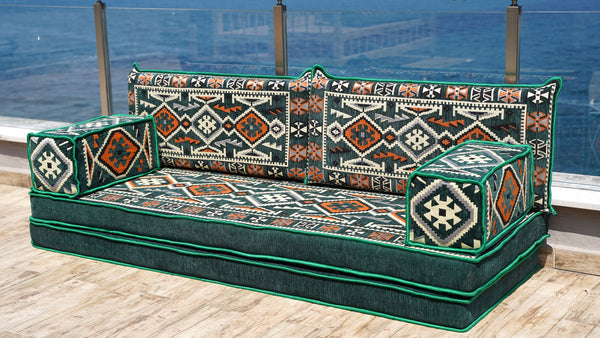 Green Anatolian Hearth pattern single Arabic floor sofa set, photo 17 of 17