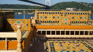 Yellow Traditional Wooden Bench Sofa Sets, Outdoor Furniture, Arabic Seating Jalsah, Corner Sofa Set, Bohemian Furniture, Arabic Jalsah, Floor Cushion Set