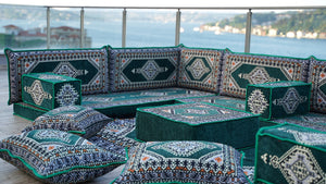 8'' Thickness U Sofa Set, Arabic Jalsa Set, Floor Cushions, Handmade Arabic Sofa