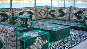 8'' Thickness U Sofa Set, Arabic Jalsa Set, Floor Cushions, Handmade Arabic Sofa