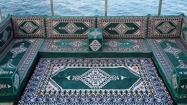 8'' Thickness U Sofa Set, Arabic Jalsa Set, Floor Cushions, Handmade Arabic Sofa