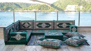 8'' Thickness L Sofa Set, Arabic Majlis Seating, Balcony Patio Sofas, Pallet Sofa, Ethnic Sofa, Moroccan Sofa