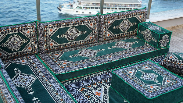 8'' Thickness L Sofa Set, Arabic Majlis Seating, Balcony Patio Sofas, Pallet Sofa, Ethnic Sofa, Moroccan Sofa