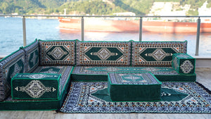8'' Thickness L Sofa Set, Arabic Majlis Seating, Balcony Patio Sofas, Pallet Sofa, Ethnic Sofa, Moroccan Sofa