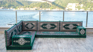 8'' Thickness L Sofa Set, Arabic Majlis Seating, Balcony Patio Sofas, Pallet Sofa, Ethnic Sofa, Moroccan Sofa
