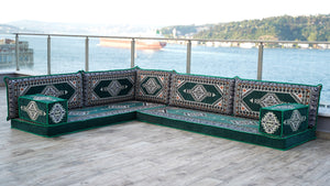 8'' Thickness L Sofa Set, Arabic Majlis Seating, Balcony Patio Sofas, Pallet Sofa, Ethnic Sofa, Moroccan Sofa