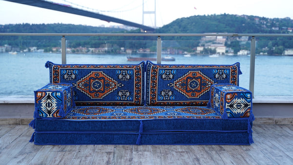 Blue Kirsehir Motif pattern single Arabic floor sofa set, photo 16 of 16