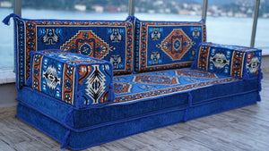 Blue Kirsehir Motif pattern single Arabic floor sofa set, photo 17 of 17