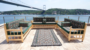 U Shape Patio Furniture, Wooden Bench Sofa Sets, Arabic Majlis Set, Outdoor Furniture, Yemeni Majlis Set, Floor Cushion Set, Handmade Wooden Bench