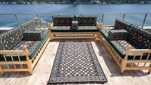 U Shape Patio Furniture, Wooden Bench Sofa Sets, Arabic Majlis Set, Outdoor Furniture, Yemeni Majlis Set, Floor Cushion Set, Handmade Wooden Bench