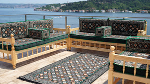 U Shape Patio Furniture, Wooden Bench Sofa Sets, Arabic Majlis Set, Outdoor Furniture, Yemeni Majlis Set, Floor Cushion Set, Handmade Wooden Bench