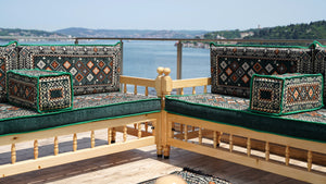 U Shape Patio Furniture, Wooden Bench Sofa Sets, Arabic Majlis Set, Outdoor Furniture, Yemeni Majlis Set, Floor Cushion Set, Handmade Wooden Bench