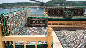 U Shape Patio Furniture, Wooden Bench Sofa Sets, Arabic Majlis Set, Outdoor Furniture, Yemeni Majlis Set, Floor Cushion Set, Handmade Wooden Bench