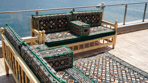 U Shape Patio Furniture, Wooden Bench Sofa Sets, Arabic Majlis Set, Outdoor Furniture, Yemeni Majlis Set, Floor Cushion Set, Handmade Wooden Bench