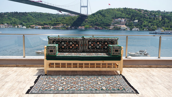 U Shape Patio Furniture, Wooden Bench Sofa Sets, Arabic Majlis Set, Outdoor Furniture, Yemeni Majlis Set, Floor Cushion Set, Handmade Wooden Bench