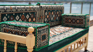 U Shape Patio Furniture, Wooden Bench Sofa Sets, Arabic Majlis Set, Outdoor Furniture, Yemeni Majlis Set, Floor Cushion Set, Handmade Wooden Bench