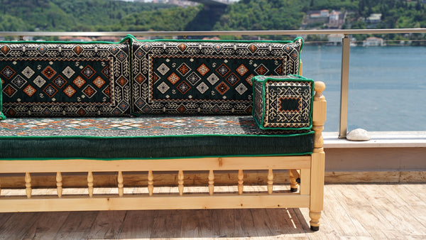 U Shape Patio Furniture, Wooden Bench Sofa Sets, Arabic Majlis Set, Outdoor Furniture, Yemeni Majlis Set, Floor Cushion Set, Handmade Wooden Bench