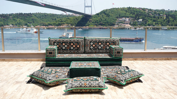 Green Chile Sunset pattern single Arabic floor sofa set, photo 10 of 16