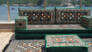 Green Chile Sunset pattern single Arabic floor sofa set, photo 13 of 16