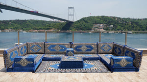 8'' Thickness U Sofa Set, Turkish Seating Pillows, Floor Sitting Set, Arabic Jalsa