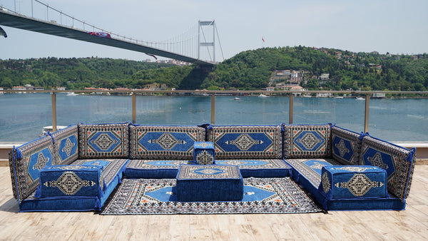 8'' Thickness U Sofa Set, Turkish Seating Pillows, Floor Sitting Set, Arabic Jalsa