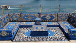 8'' Thickness U Sofa Set, Turkish Seating Pillows, Floor Sitting Set, Arabic Jalsa