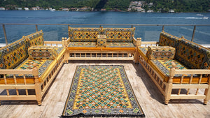 Yellow Arabic Majlis, Wooden Bench Sofa Sets, Arabic Jalsah Set, Garden Sofa Set, Bench Pillows, Corner Sofa Seating Set, Yemeni Majlis