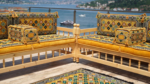 Yellow Arabic Majlis, Wooden Bench Sofa Sets, Arabic Jalsah Set, Garden Sofa Set, Bench Pillows, Corner Sofa Seating Set, Yemeni Majlis