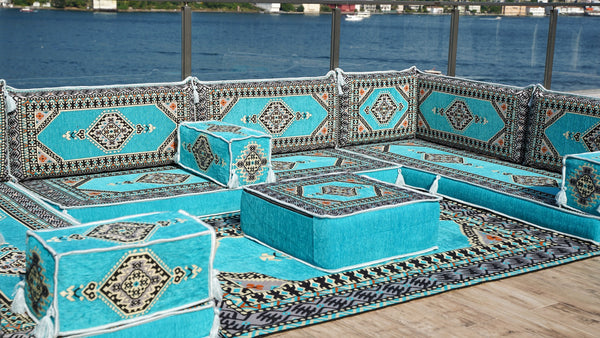 8'' Thickness U Sofa Set, Floor Pillows, Arabic Jalsa Set, Floor Cushions Set