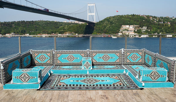 8'' Thickness U Sofa Set, Floor Pillows, Arabic Jalsa Set, Floor Cushions Set