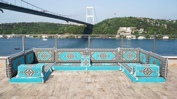 8'' Thickness U Sofa Set, Floor Pillows, Arabic Jalsa Set, Floor Cushions Set