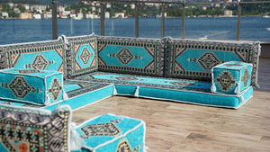 8'' Thickness U Sofa Set, Floor Pillows, Arabic Jalsa Set, Floor Cushions Set