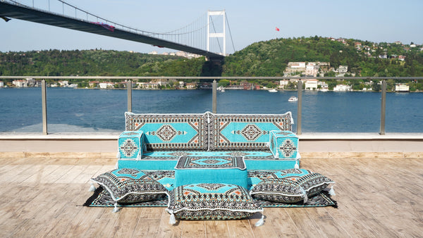 Ensemble de canapé épaisseur 8'', canapés turcs turquoise au sol, canapé au sol, coussin de canapé de lecture, siège de fenêtre, coussin de banc
