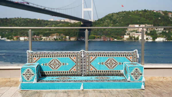 8'' Thickness Sofa Set, Turquoise Turkish Floor Sofas, Floor Couch, Reading Sofa Pillow, Window Seat, Bench Cushion