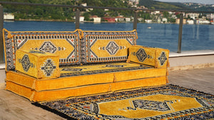 Yellow Palace Elegance pattern single Arabic floor sofa set, photo 16 of 16