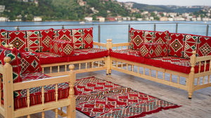 L Arabic Majlis Sofa Set, Red Corner Sofa Set, Pine Tree Wooden Bench, Floor Cushions, Wooden Bench Sofa Sets, Outdoor Furniture