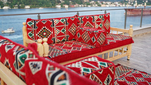 L Arabic Majlis Sofa Set, Red Corner Sofa Set, Pine Tree Wooden Bench, Floor Cushions, Wooden Bench Sofa Sets, Outdoor Furniture