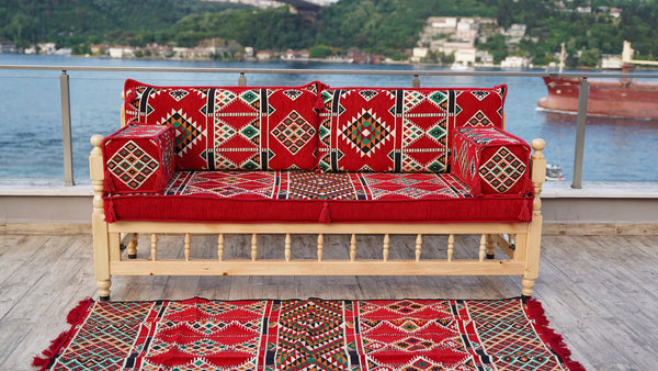 L Arabic Majlis Sofa Set, Red Corner Sofa Set, Pine Tree Wooden Bench, Floor Cushions, Wooden Bench Sofa Sets, Outdoor Furniture