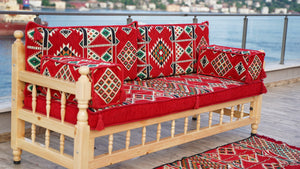 L Arabic Majlis Sofa Set, Red Corner Sofa Set, Pine Tree Wooden Bench, Floor Cushions, Wooden Bench Sofa Sets, Outdoor Furniture