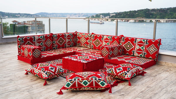 8 Zoll Dicke L-Sofa-Set, Palettensofas, Böhmische Ecksofas, Bodenkissen, Bodensofas