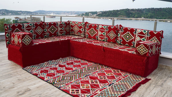 8'' Thickness L Sofa Set, Pallet Cushion Set, Modular Design Floor Cushion, Garden Sofa Set