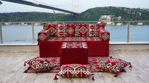 8'' Thickness Sofa Set, Red Window Seat, Floor Couch, Reading Sofa Pillow, Meditation Yoga Loveseat