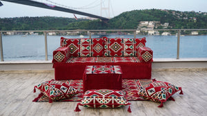 8'' Thickness Sofa Set, Red Window Seat, Floor Couch, Reading Sofa Pillow, Meditation Yoga Loveseat