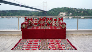 8'' Thickness Sofa Set, Red Window Seat, Floor Couch, Reading Sofa Pillow, Meditation Yoga Loveseat
