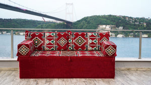 8'' Thickness Sofa Set, Red Window Seat, Floor Couch, Reading Sofa Pillow, Meditation Yoga Loveseat