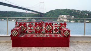 8'' Thickness Sofa Set, Red Window Seat, Floor Couch, Reading Sofa Pillow, Meditation Yoga Loveseat