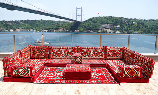 8'' Thickness U Sofa Set, Arabic Jalsa, Floor Cushions, Majlis Sofa Seating