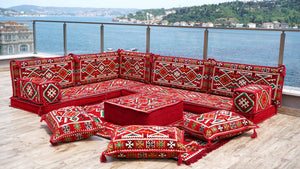 8'' Thickness L Sofa Set, Floor Sofa Seating Set, Corner Arabic Sofa Set, Floor Cushions, Living room Sofa