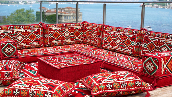 8'' Thickness L Sofa Set, Floor Sofa Seating Set, Corner Arabic Sofa Set, Floor Cushions, Living room Sofa