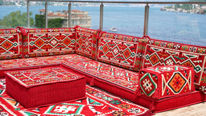 8'' Thickness L Sofa Set, Floor Sofa Seating Set, Corner Arabic Sofa Set, Floor Cushions, Living room Sofa
